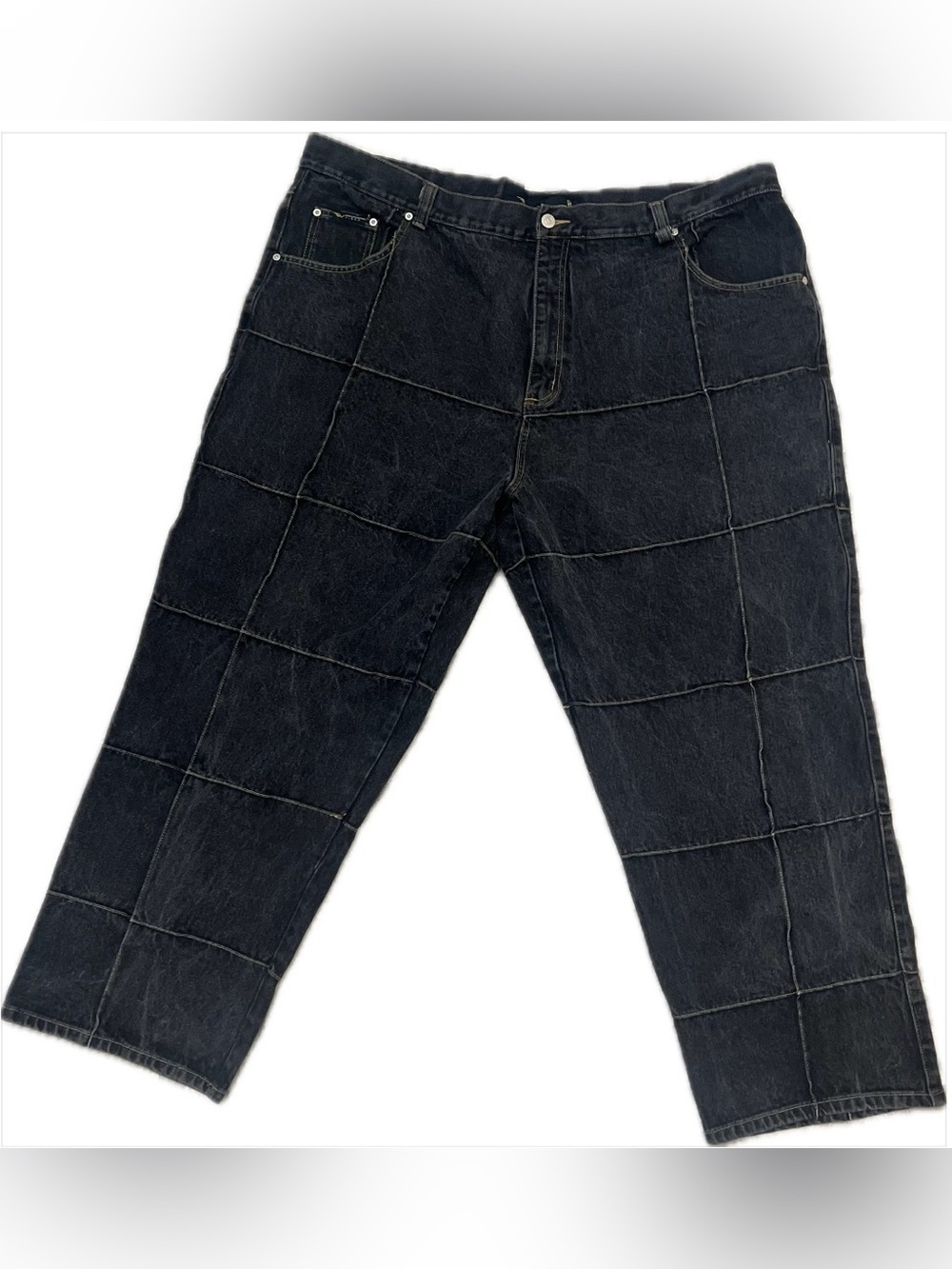 ✨ Vibes Gold Label Y2K Dark Wash Paneled Baggy Jeans - 48x32 - Streetwear